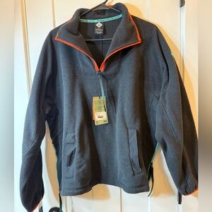 Gray Fleece Pullover with Orange Trim